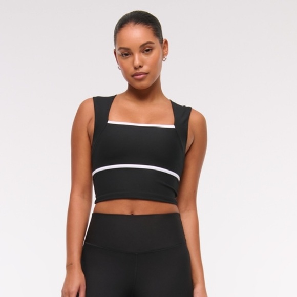 EUC Abercrombie & Fitch YPB sculptLUX Portrait Tank | Sz Large | black & white - Picture 2 of 6